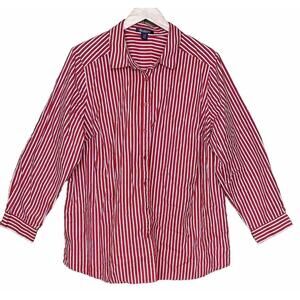 Roaman’s Striped Red/White Button Up Shirt Size 22W